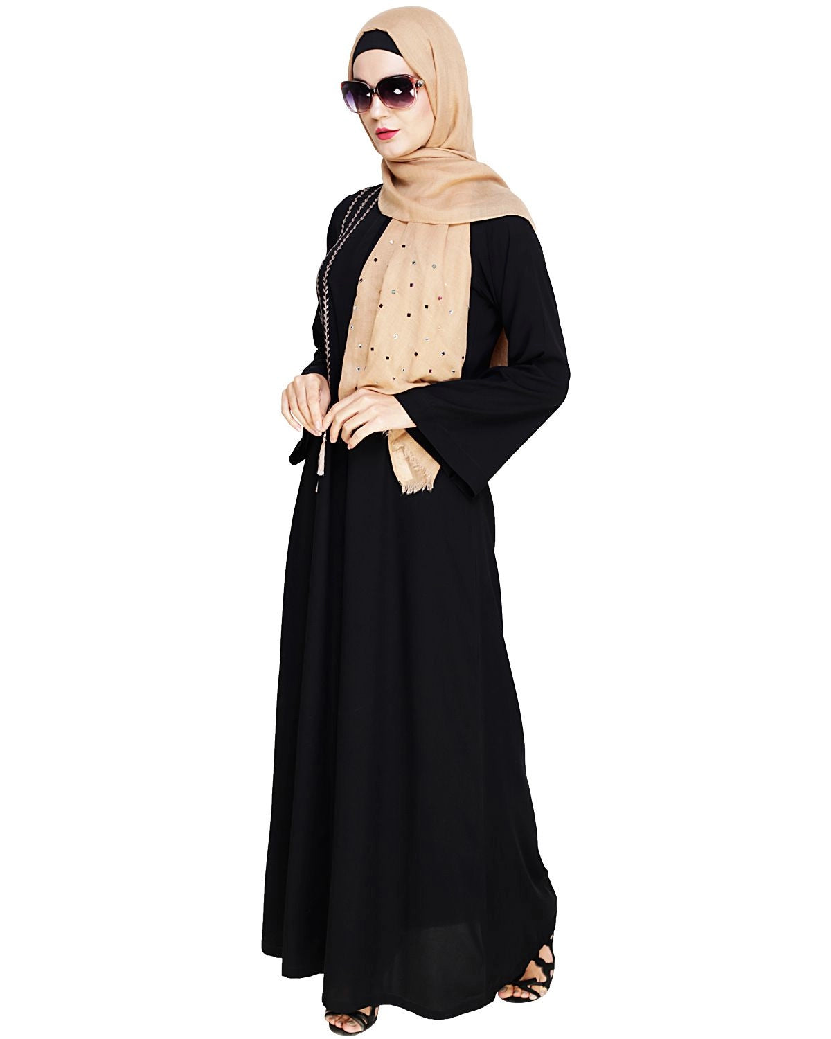 baraqah female black color modest fashion abaya dress for women 