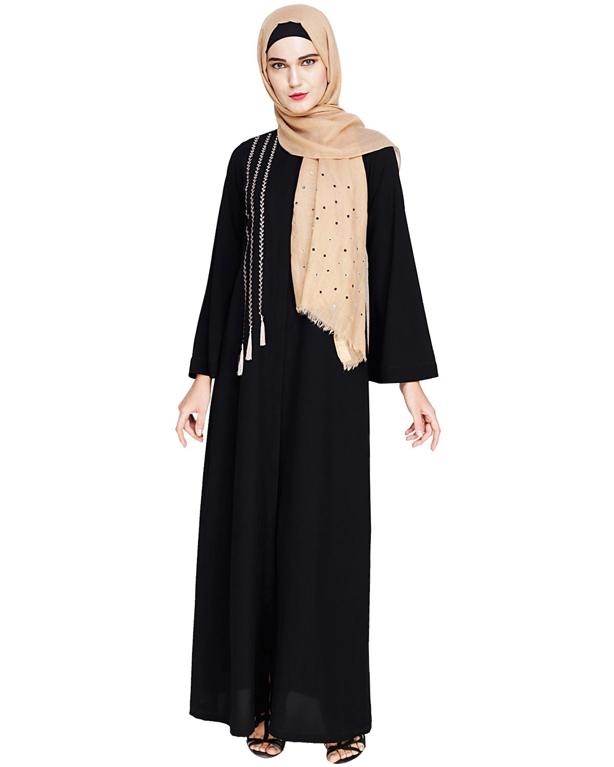 baraqah female black color modest fashion abaya dress for women 