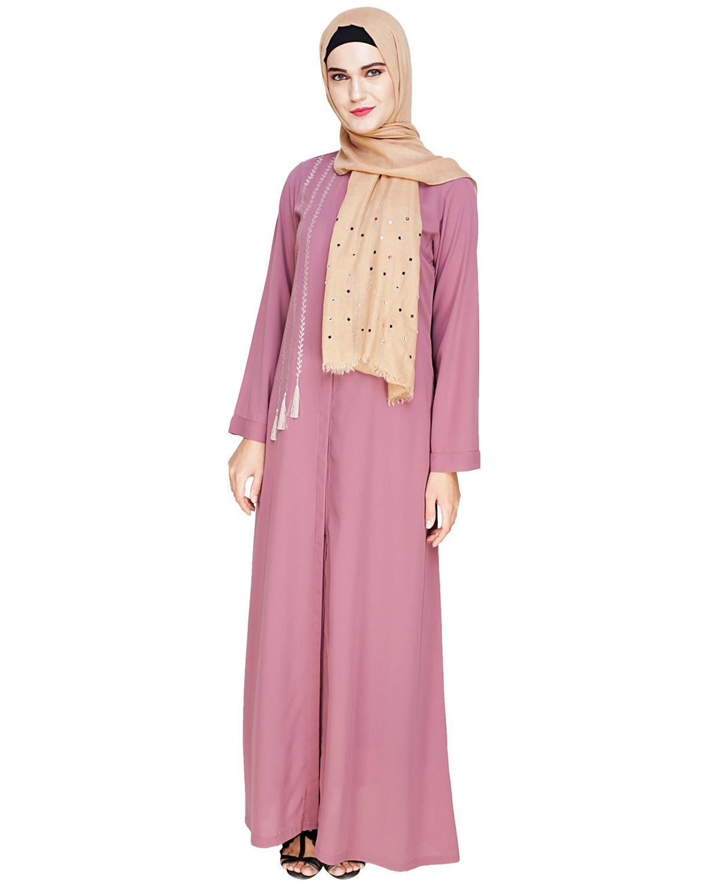 baraqah female pink color modest fashion abaya  for women 