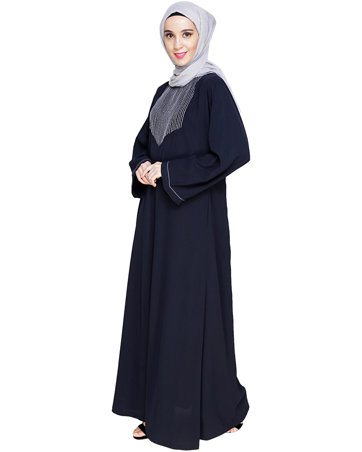Embroidered Blue Dubai Style Abaya