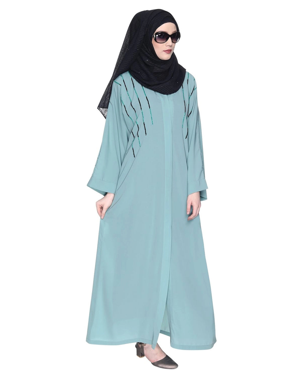 baraqah female sky blue color modest fashion abaya for women