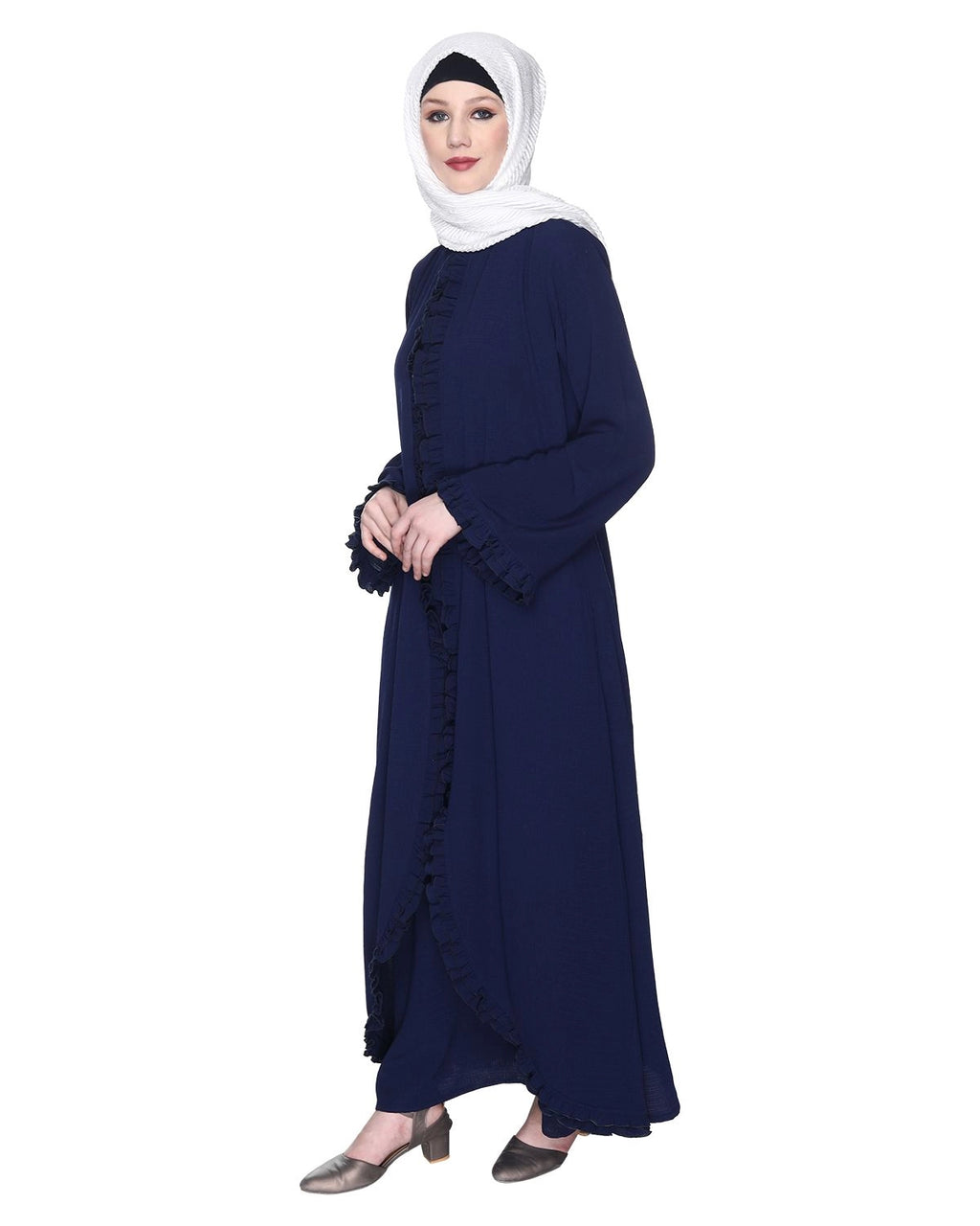 baraqah female blue color modest fashion abaya for women