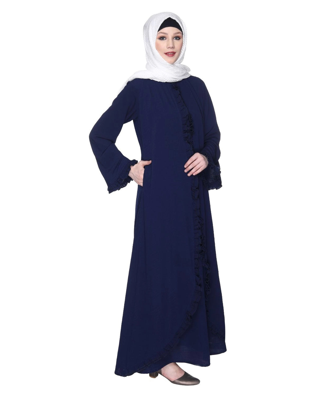 baraqah female blue color modest fashion abaya for women