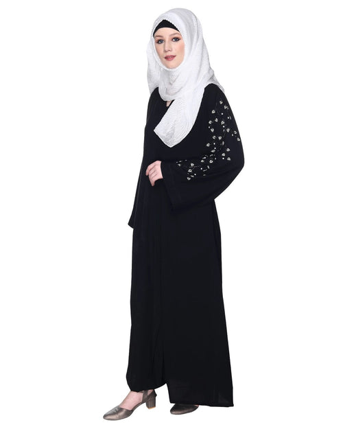 Abaya With Sparkling Hand-Embroidered Sleeves