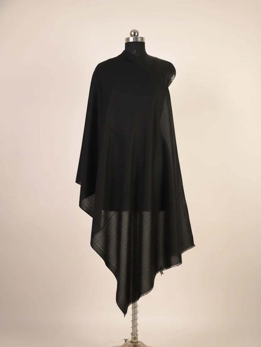 baraqah black color pure handmade pashmina stole for women 