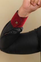 black embrioded men premium kurta pajama