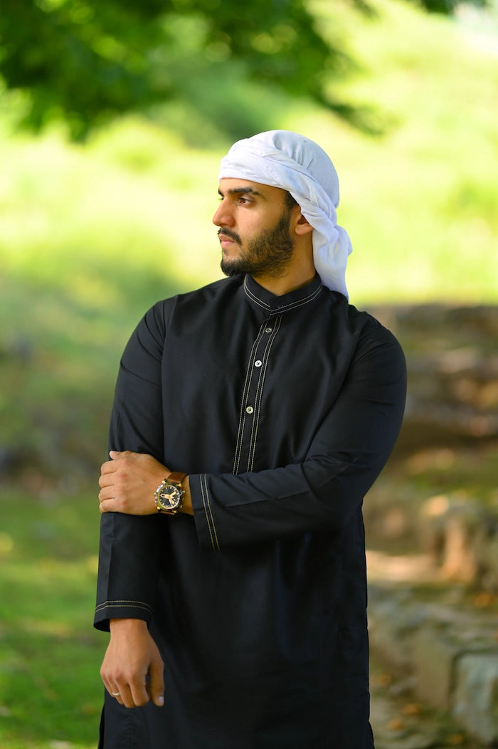 men black and white lines summer kurta pajama 