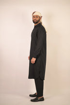 black color summer kurta pajama for men 