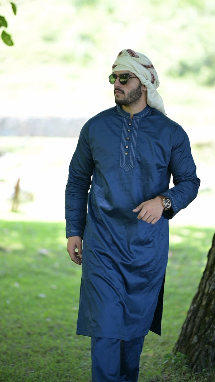 baraqah men blue color summer kurta pajama 