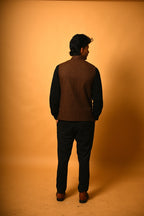 Coffee Brown Houndstooth Woollen Waistcoat for men 
