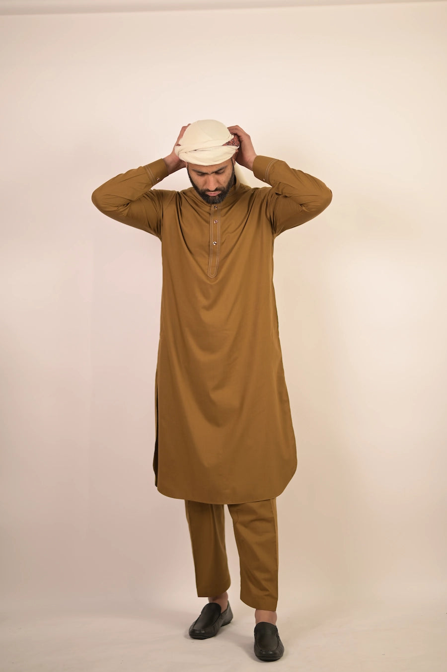 caramel brown summer kurta pajama for men 