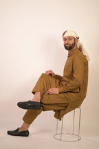 caramel brown summer kurta pajama for men 