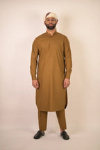 caramel brown summer kurta pajama for men 