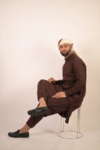 chocolate brown men summer kurta pajama