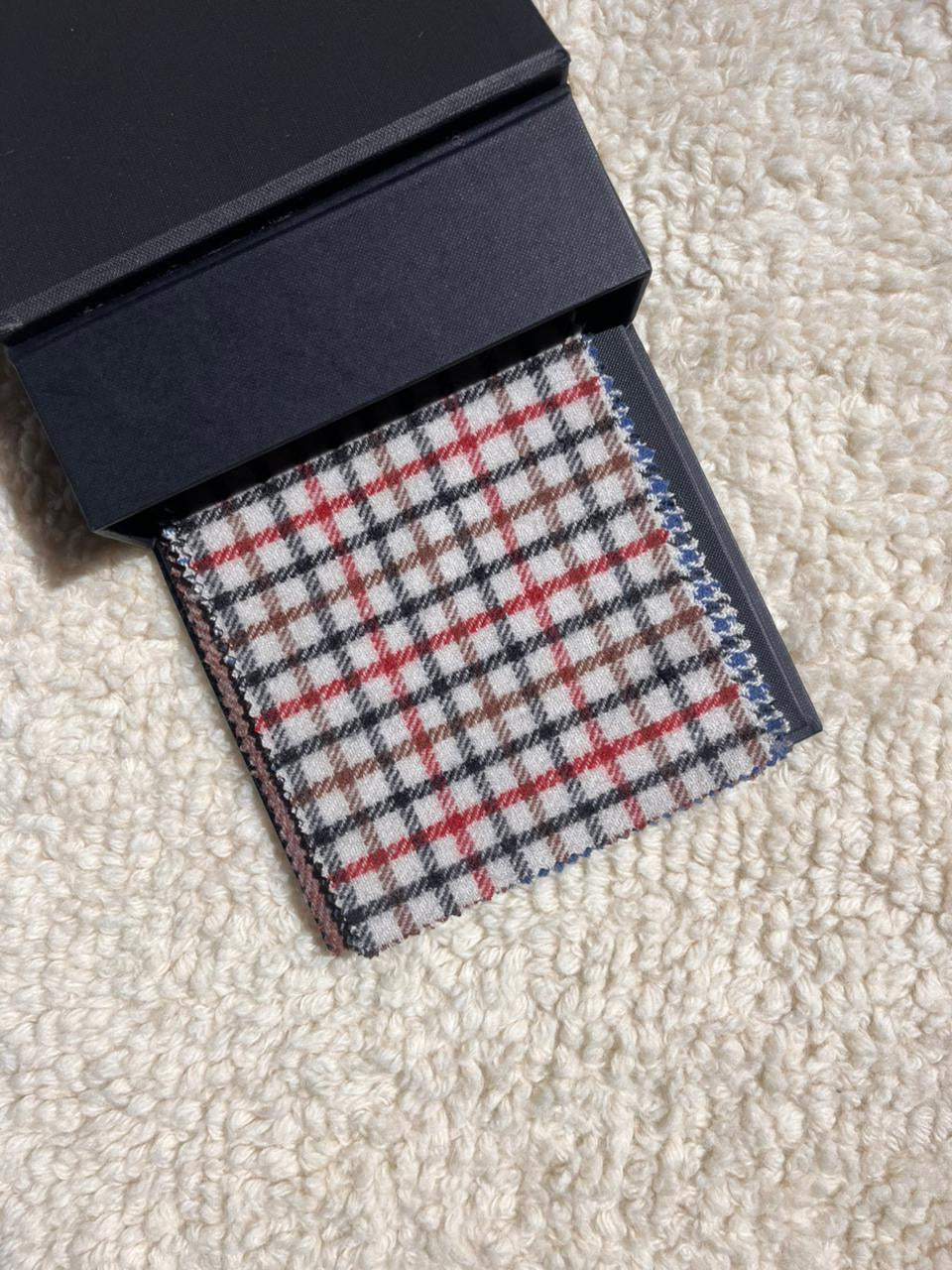 Cream Base with Red & Black Check Handmade Tweed

