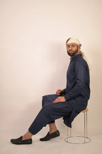 dark blue summer kurta pajama for men 