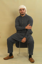 dark grey gents summer kurta pajama 