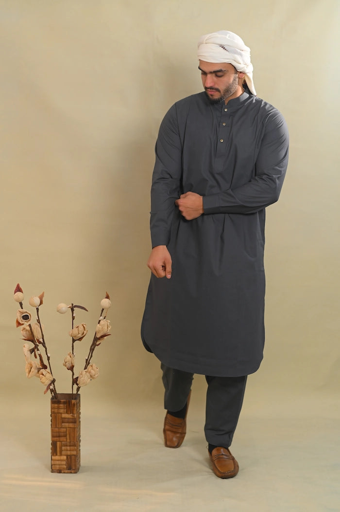 dark grey gents summer kurta pajama 