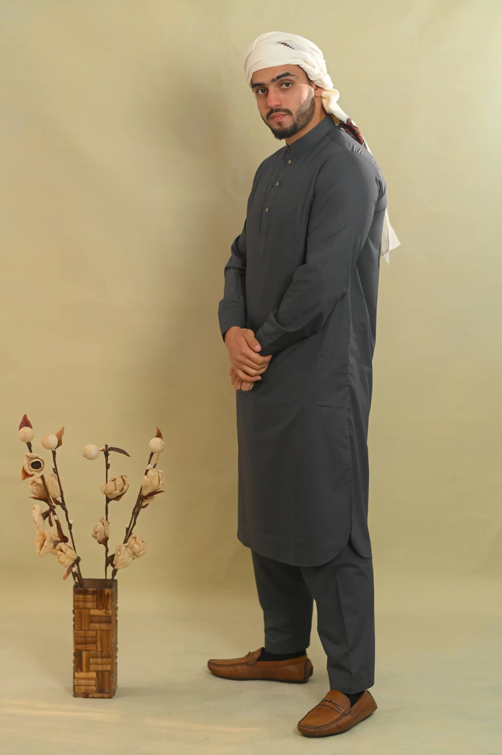 dark grey gents summer kurta pajama 
