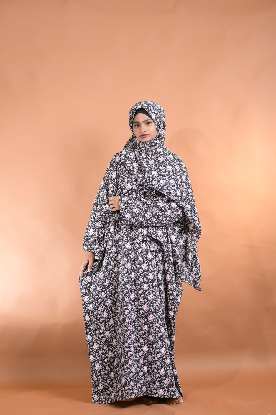 Black Floral Abaya