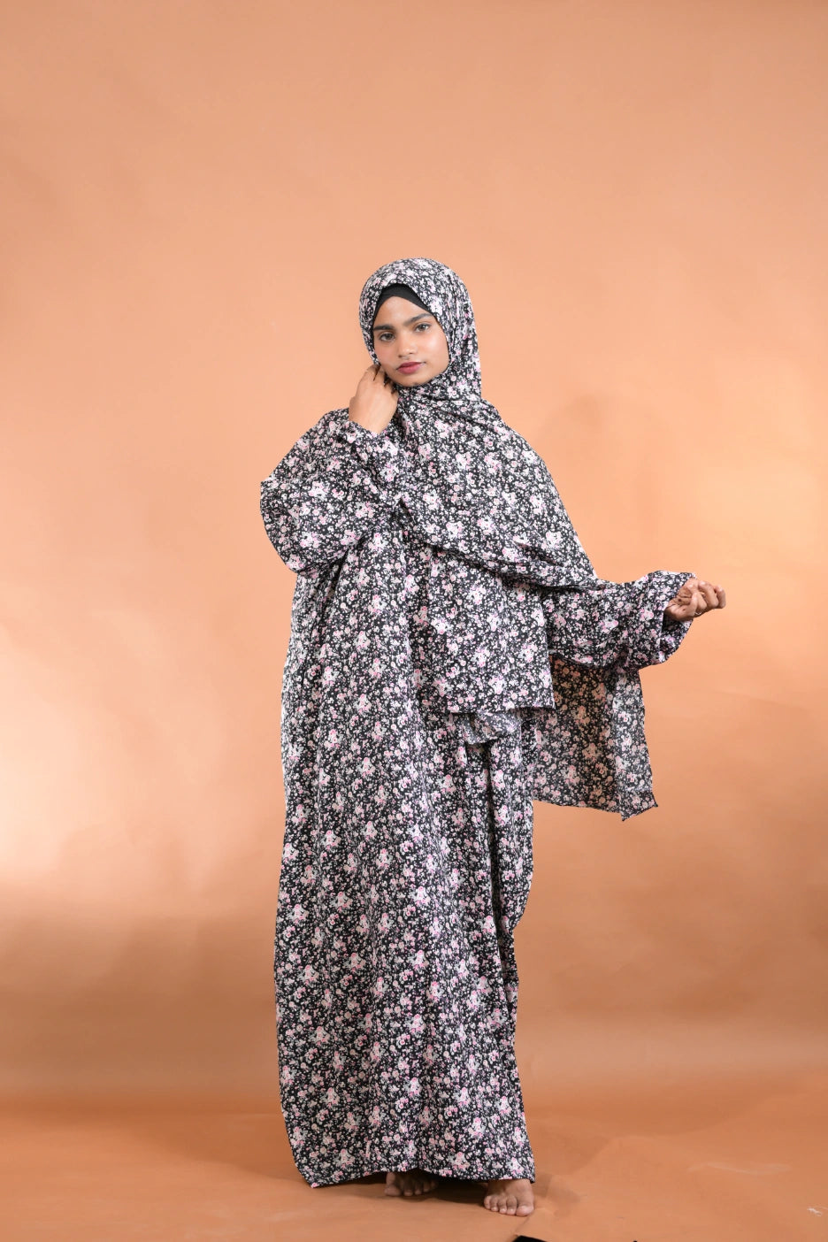 Black Floral Abaya