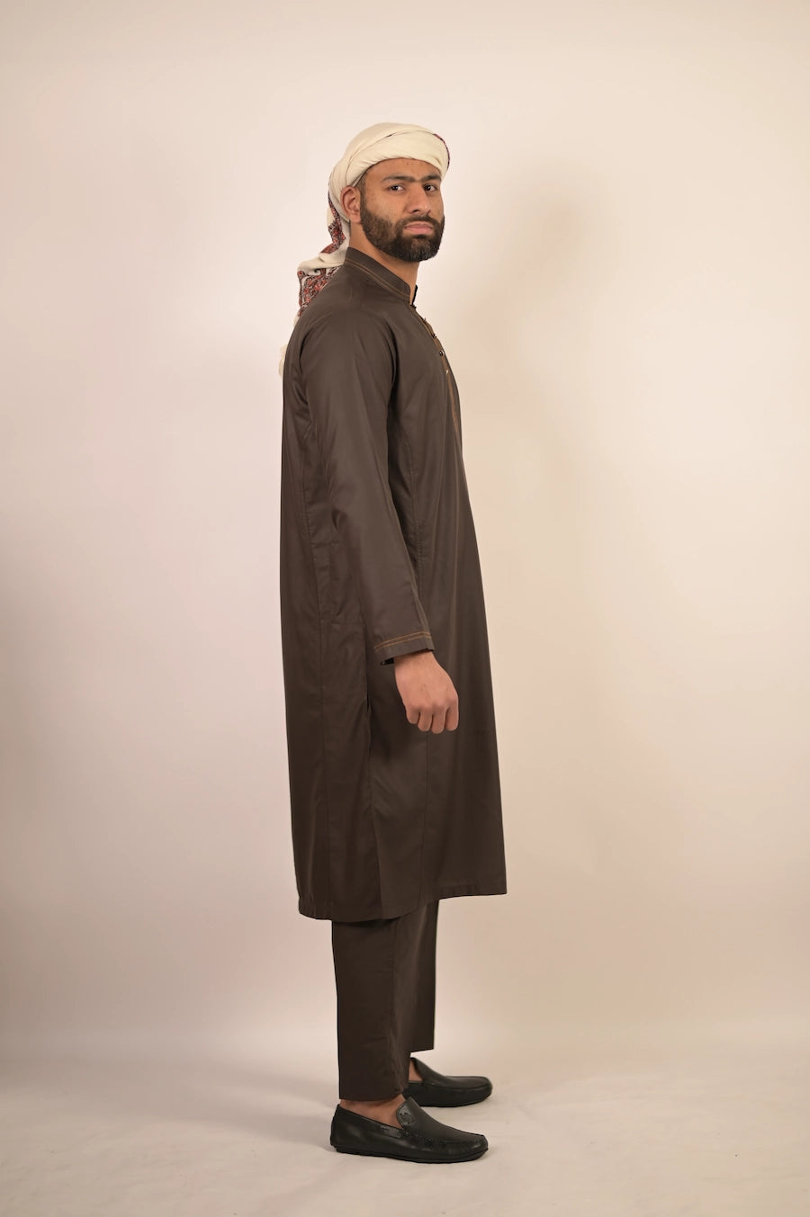 fossil grey color summer kurta pajama for men 