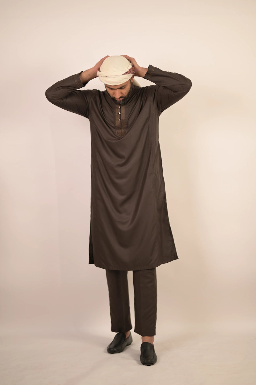 fossil grey color summer kurta pajama for men 