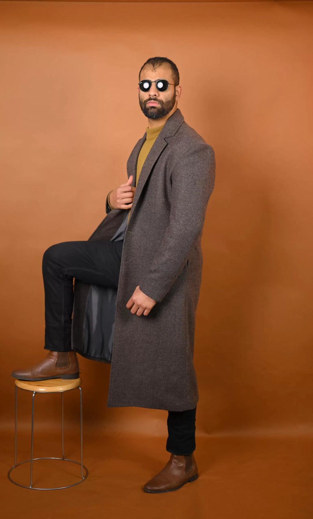 baraqah fossil grey winter overcoat for men 