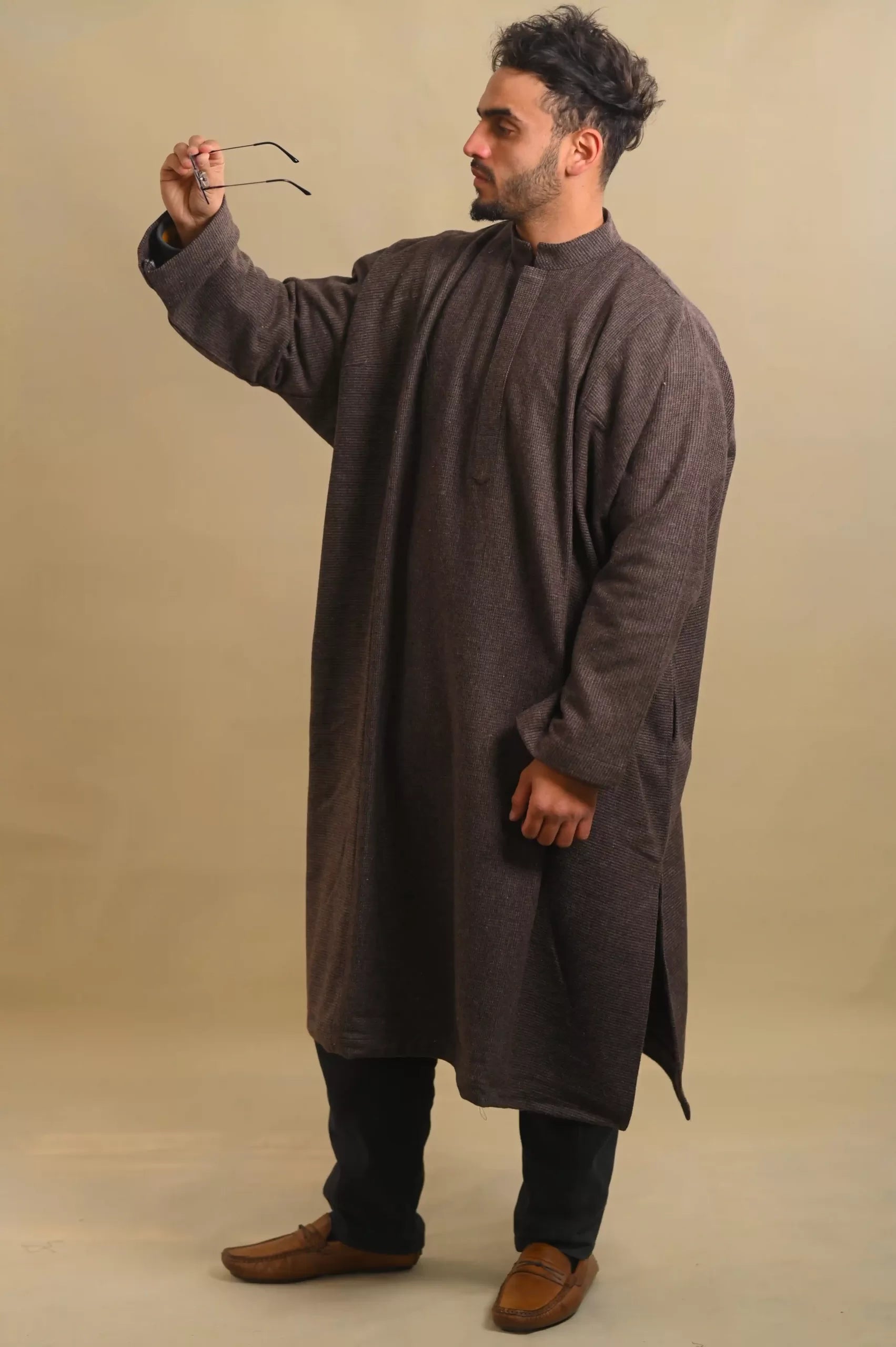 baraqah grey color men winter pheran 