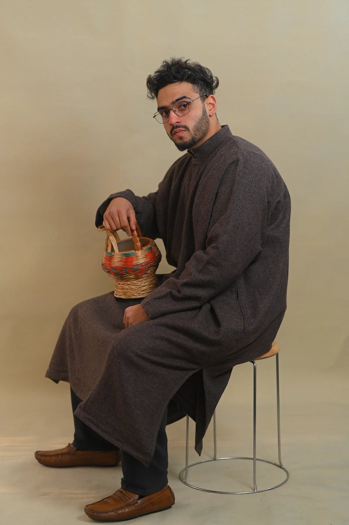 baraqah grey color men winter pheran 