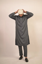 grey color summer kurta pajama for men 