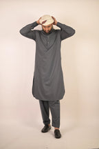 grey color summer kurta pajama for men 