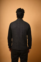 Black with White Micro Check Woollen Waistcoat