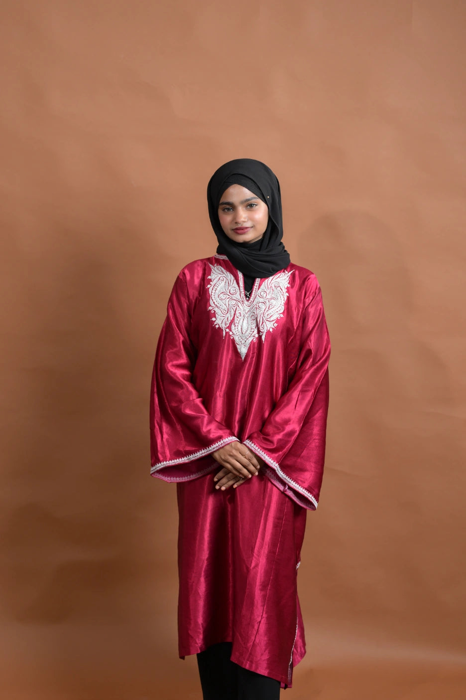 Maroon Kashmiri Pheran For Females