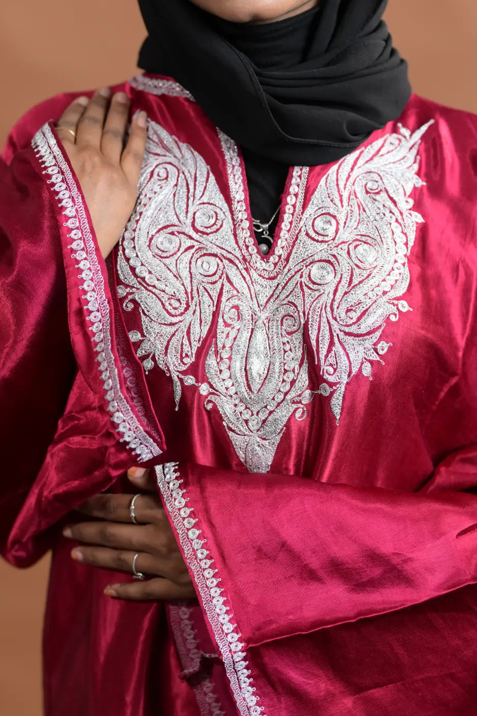 Maroon Kashmiri Pheran For Females