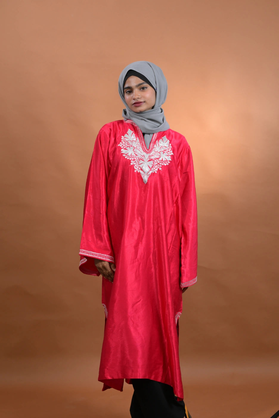 Pink Kashmiri Pheran For Females