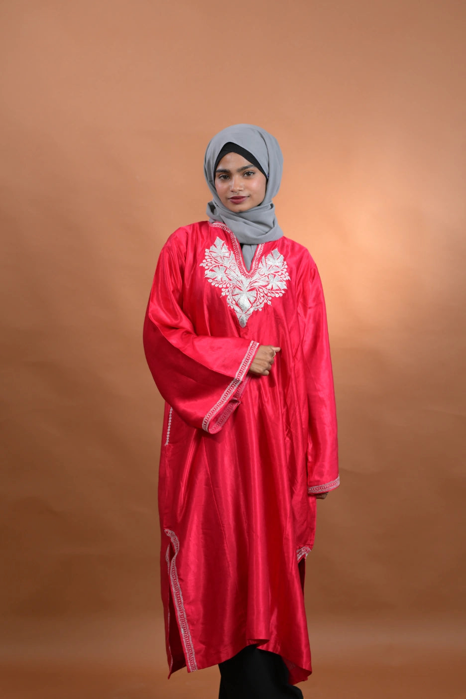 Pink Kashmiri Pheran For Females