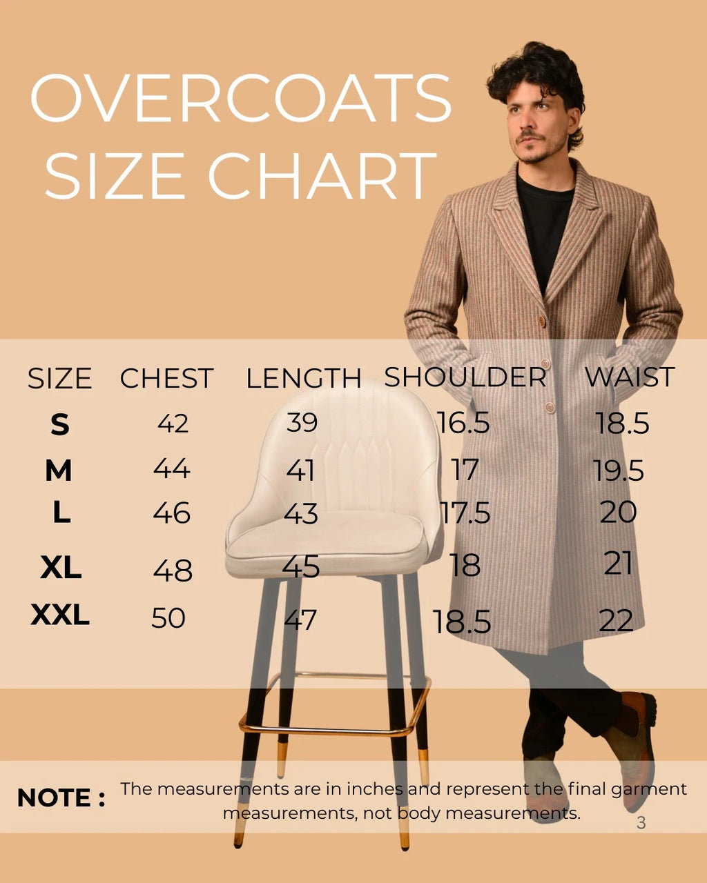 baraqah winter overcoat size chart