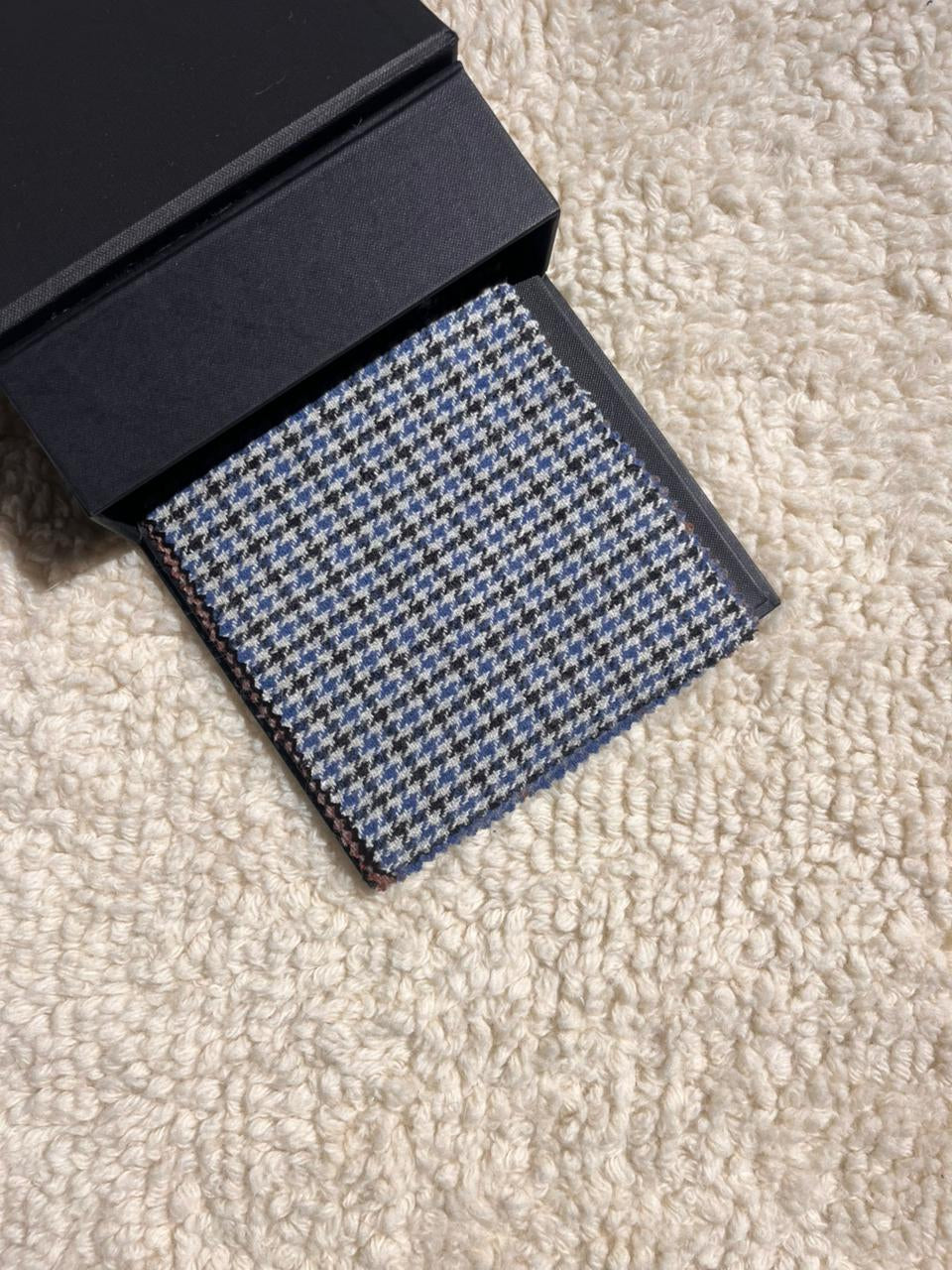 Sky Blue With Black Mini Checks Handmade Tweed
