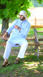baraqah men light blue summer kurta pajama 