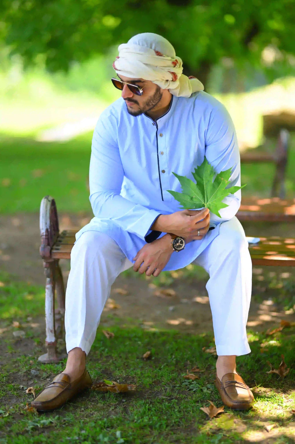 baraqah men light blue summer kurta pajama 