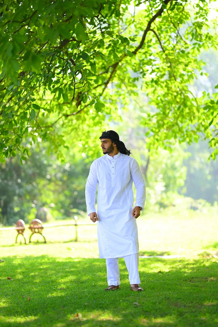 baraqah men white summer kurta pajama 