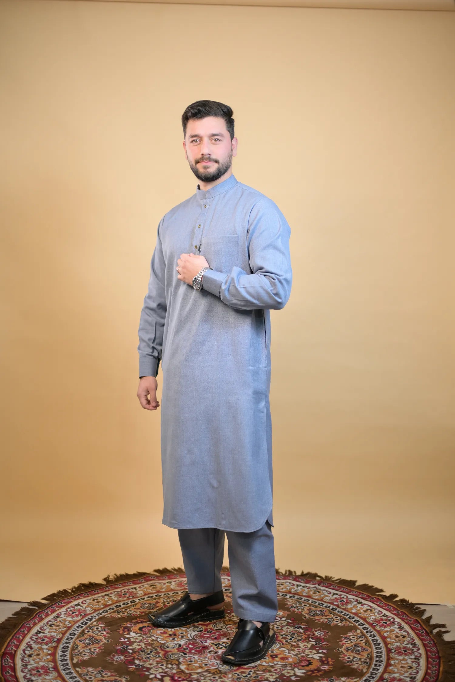 Space Grey Winter Kurta Pajama