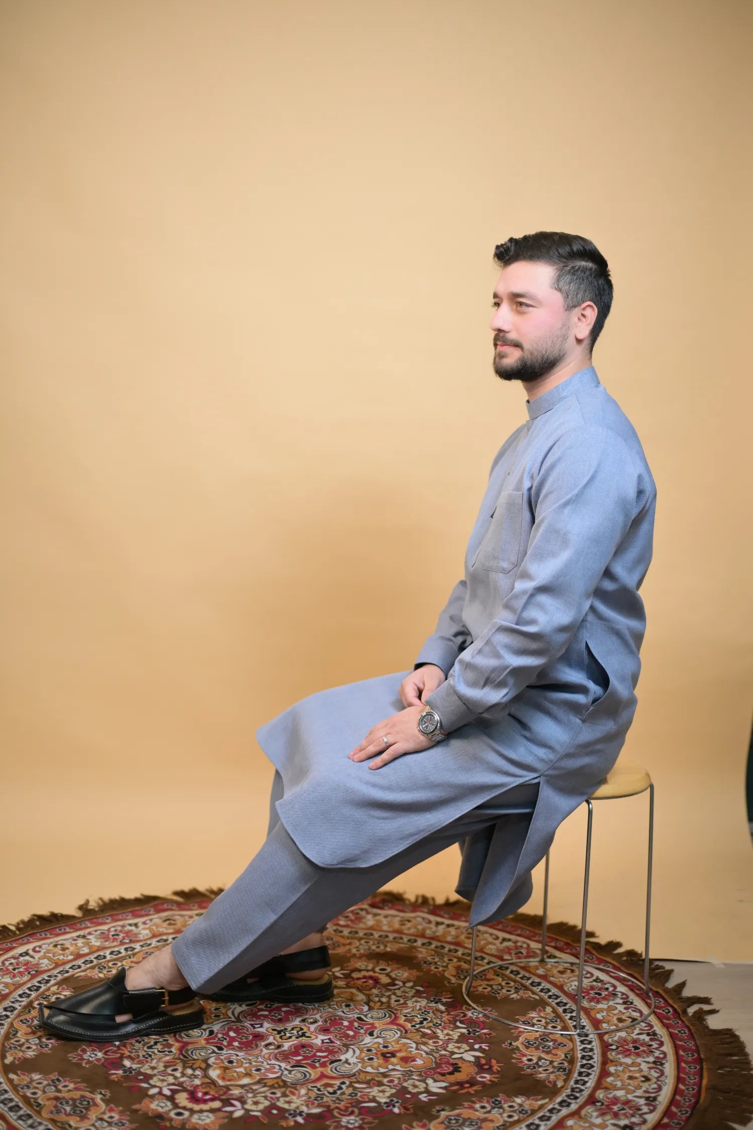 Space Grey Winter Kurta Pajama