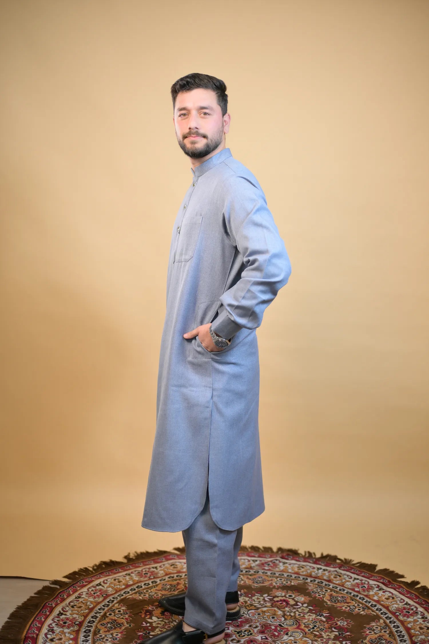 Space Grey Winter Kurta Pajama