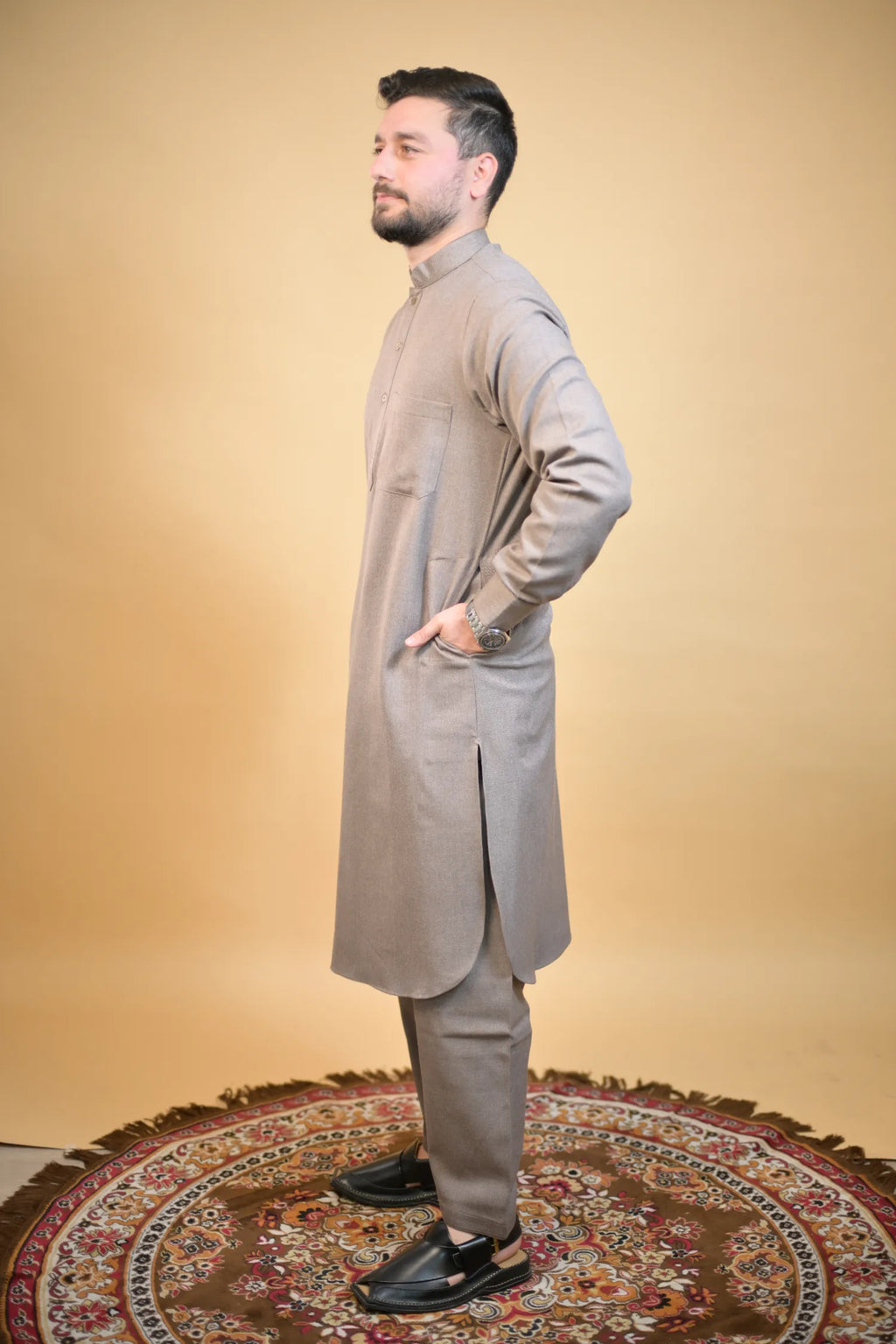 Light Brown Winter Kurta Pajama