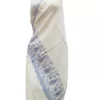 white color woolen stole with embroidery for women, girls and ladies