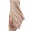 cream color woolen stole with brown color embroidery by barakah