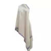 original and pure white cashmere stole with blue embroidery