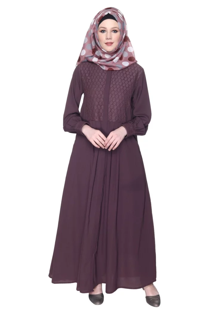 purple embroidered abaya